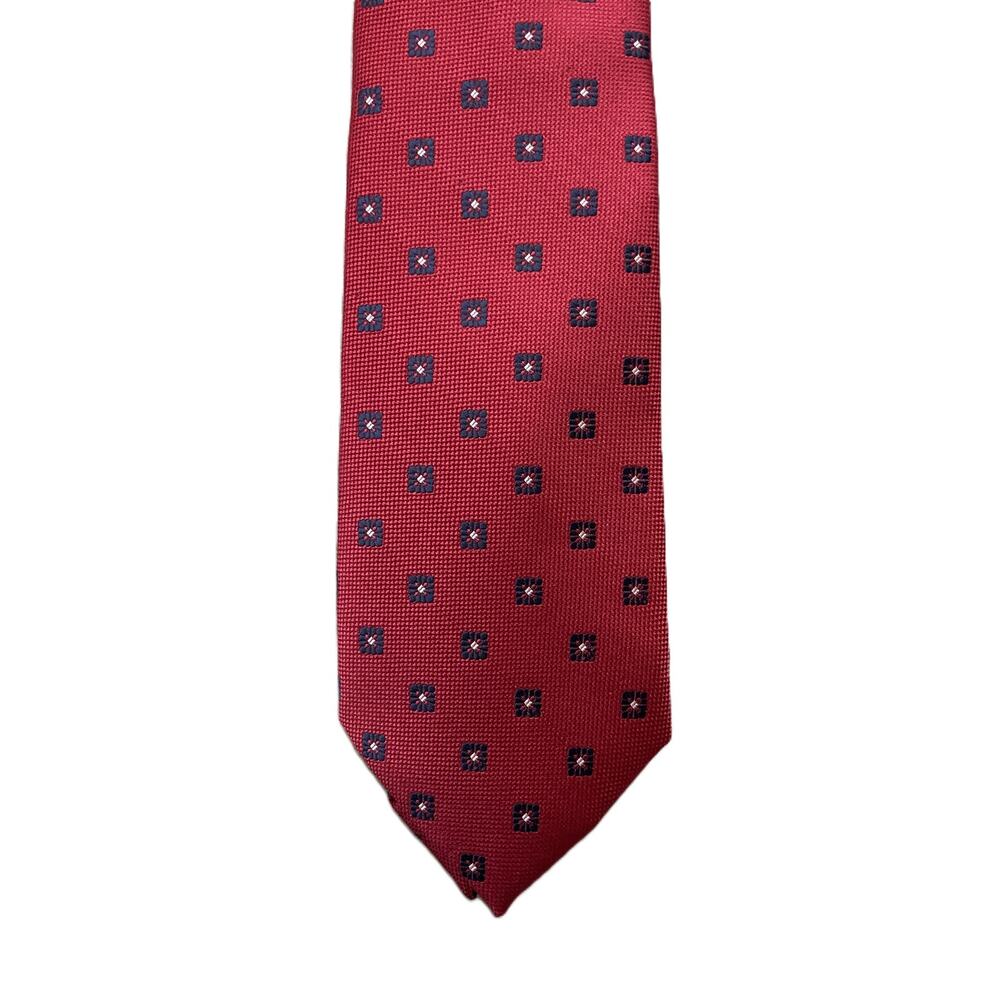 Club Room Necktie 3" Bowie Neat Red Geo Standard Length NWT